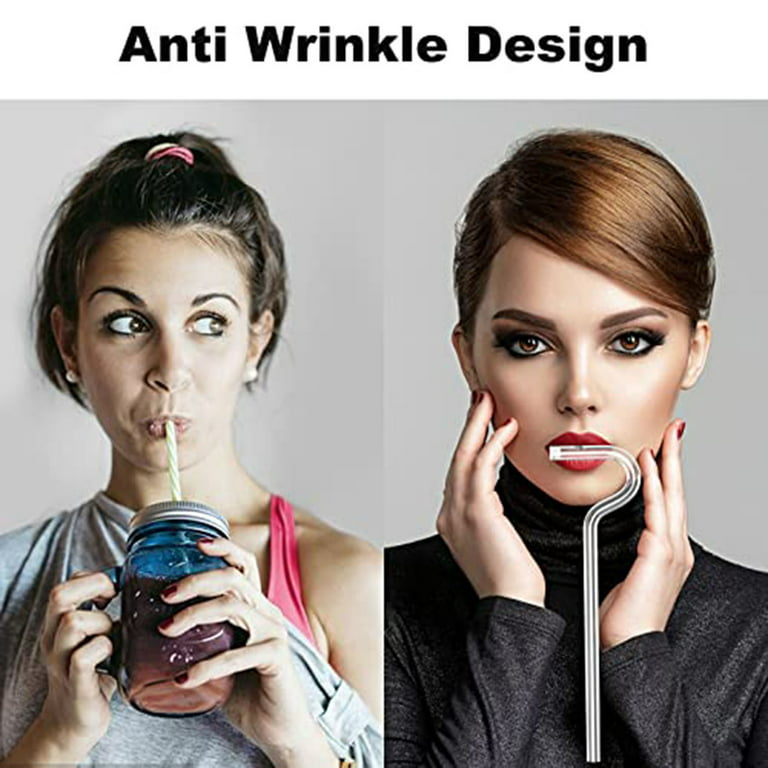 Fashion Anti Wrinkle Straw Reusable Glass Drinking Straw Curved No