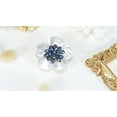 thumbnail image 2 of Vintage Elegance Mother of Pearl Shell and Blue Crystal Bead Flower Brooch Pin, 2 of 6