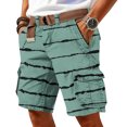 thumbnail image 2 of Streetwear Cargo Shorts For Men With Abstract Stripe Pattern And Utility Pockets Designed For Summer Beach Vacations Camping Trips Green XXXL, 2 of 5