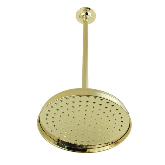 Kingston Brass K225K22 Trimscape 10" Round Raindrop Brass Shower Head with 17" Ceiling Mounted Shower Arm, Polished Brass