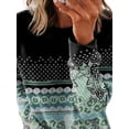 thumbnail image 3 of DYMADE Women Ethnic Style Print Long Sleeve Loose T-shirt Top, 3 of 4