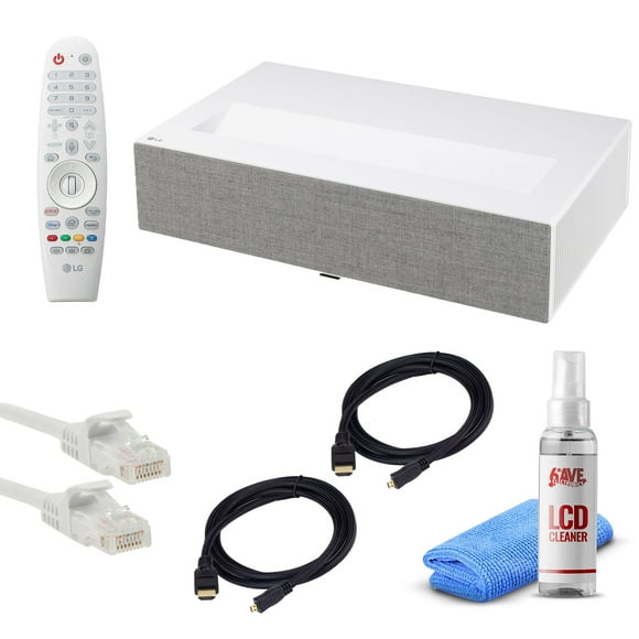 LG CineBeam HU715Q 4K UHD Projector -White + 6FT HDMI Cable + LCD Screen Cleaner