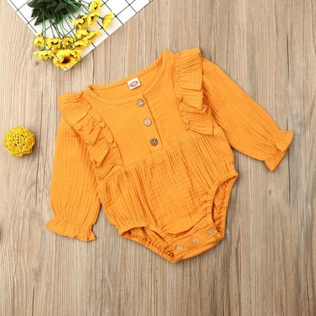 

Newborn Baby Girl Solid Romper Bodysuit Jumpsuit Playsuit Clothes Outfit Set