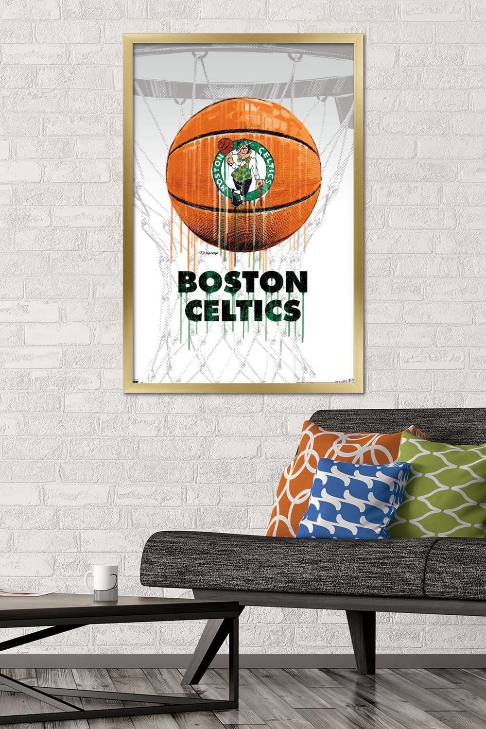 NBA Boston Celtics - Drip Ball 20 Wall Poster, 22.375" x 34" Framed