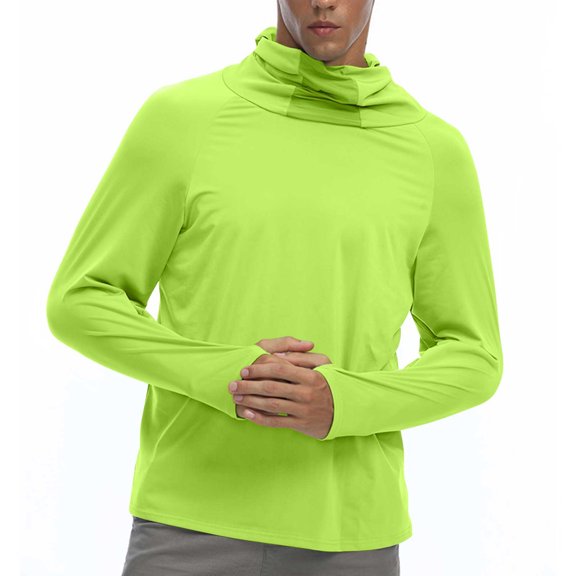 PiGOGI Women's Sun Protection Shirts UV SPF UPF 50 Long Sleeved Hooded Ice Silk Sunscreen Top Yellow XL