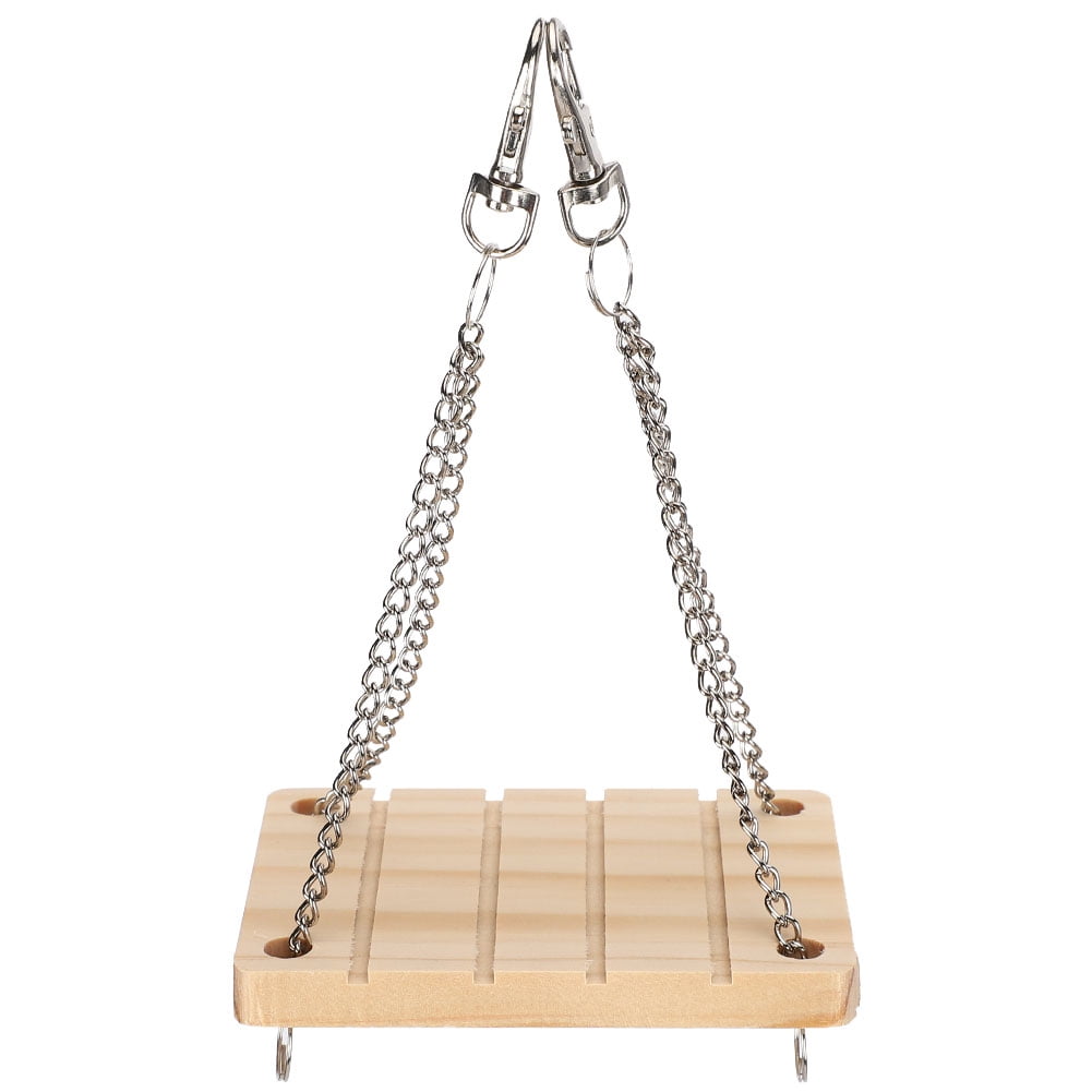 Riousery Wooden Pet Hamster Swing Hanging Bed Hammock Cage Exercise Molar Toy for Small Animals, 5.12 x 3.54 x 2.76 inches / 13 x 9 x 7 cm