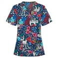 thumbnail image 4 of Women's Short Sleeve Summer Tops - Comfortable Cartoon Floral Animal Print For Medical Nurse Uniform, 4 of 9