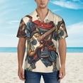 thumbnail image 2 of Honeii Samurai Frog Guitar Print Men’s Hawaiian Shirt,Classic Button-Down Short Sleeve Shirt, for Beach, Vacation, and Outdoor Activities,Large, 2 of 7