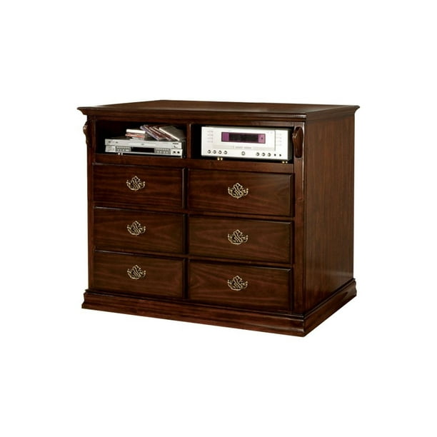 6 Drawers Traditional Style Wooden Media Chest, Brown