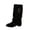 Black, variant on Knee High Boots for Women Fold over Chunky Low Heel Double Buckle Strap Suede Tall Boots