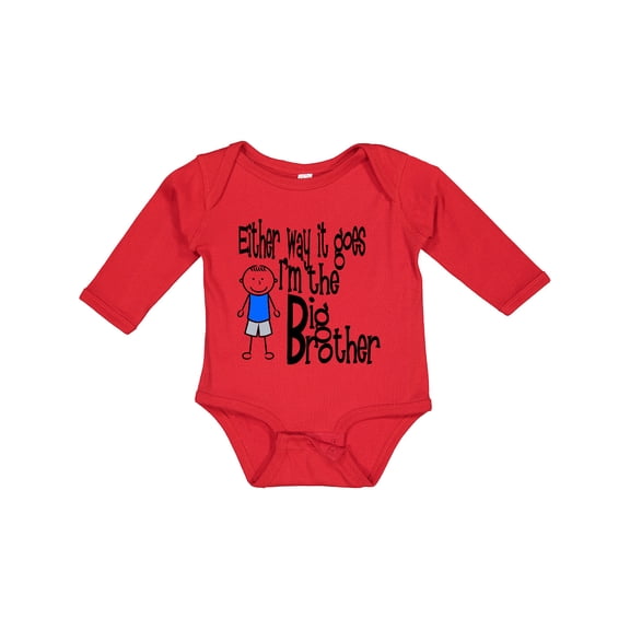 Inktastic Either Way It Goes, I'm the Big Brother Boys Long Sleeve Baby Bodysuit
