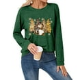 thumbnail image 4 of Telankuip Womens Crew Neck Long Sleeve Christmas T-Shirts Merry Christmas Leopard Plaid Tree Graphic Tee Tops 2025 Fashion Cute Snowman Printed Soft Cozy Pullover Tshirts Green L, 4 of 6