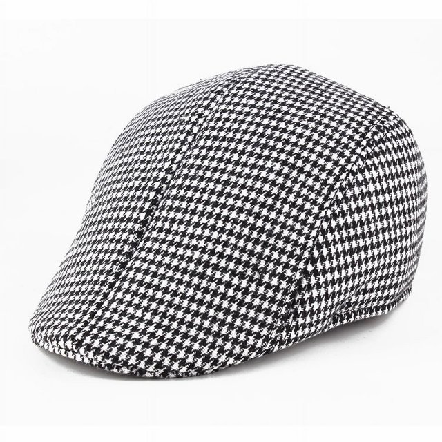 Gorro a cuadros de estilo coreano para otoño e invierno, boina cálida de tela cepillada, gorro para amantes, gorro de invierno.