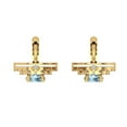 thumbnail image 4 of 1.63 ct Lever-Back Drop Dangle Earrings for Women | 5mm Round Cut Natural Aquamarine | 18K Yellow Gold, 4 of 5
