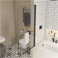 thumbnail image 5 of JERFIT 180° Pivot Shower Screen for Bathtub, 1/4" Tempered Glass Door with Towel Bar, Frameless Matte Black Aluminum Alloy Enclosure, 5 of 9