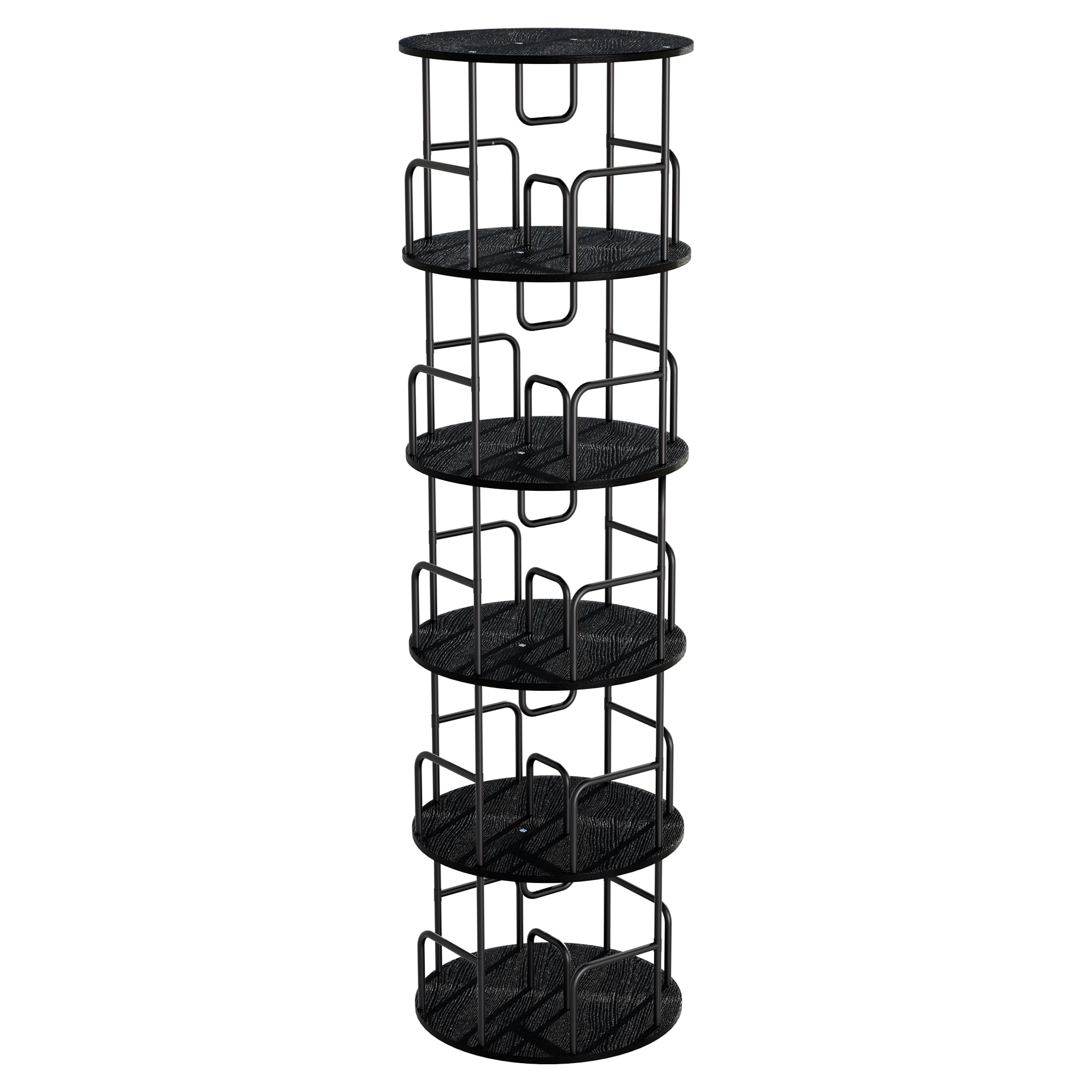Leumius 5 Tier Rotating Bookshelf, Revolving 360 Book Shelf Narrow Tall Bookcase, Vertical Turning Round Storage Bookshelf for Bedroom, Living Room Black
