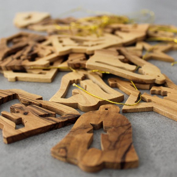 20 Ornamentos Pequeños de Madera de Olivo de Jerusalén
