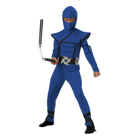 Boys Blue Stealth Ninja Costume Size Large 10-12