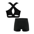 thumbnail image 2 of renvena Kids Girls Sport Dance Outfits 2Pcs Cross Back Sleeveless Vest with Sparkly Rhinestones Black 6, 2 of 7