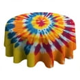 thumbnail image 4 of Colorful Rainbow Tie Dye Spiral Pattern Round Tablecloth 60"x60",Wrinkle Wipeable Table Cloth for Kitchen Dining Room Picnic Patio Party, 4 of 6