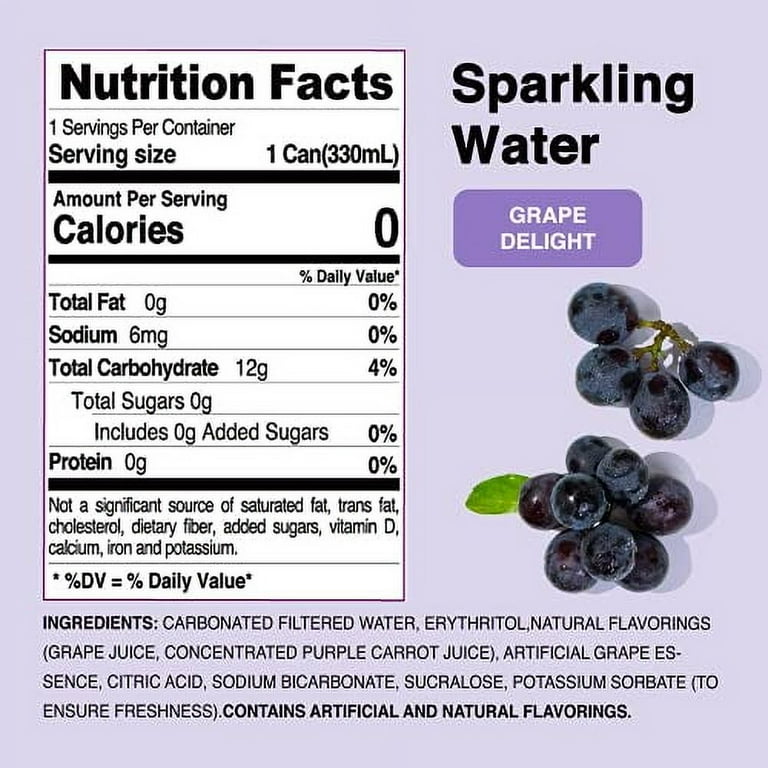 Genki Forest Sparkling Water, Grape Delight Flavor, 11.15 fl. oz