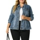 thumbnail image 5 of Chaqueta de mezclilla de botón de manga larga para mujer de tallas grandes Agnes Orinda 5X azul, 5 of 7
