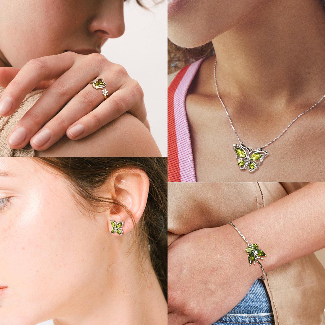Juwaliy August Birthstone Butterfly Necklace in Sterling Silver photo 2