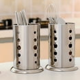 thumbnail image 5 of Thicken Stainless Steel Tableware Chopsticks Holder Utensil Organizer Holey Leachate Canister for Kitchen Storage Fruit Shaped Holes, 5 of 9