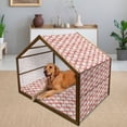 thumbnail image 2 of Antique Pet House, Abstract Ornamental Flower Motifs with Baroque Curlicues Traditional, Outdoor & Indoor Portable Dog Kennel with Pillow and Cover, 5 Sizes, Salmon Coral and White, by Ambesonne, 2 of 4