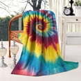 thumbnail image 2 of Colorful Rainbow Tie Dye Spiral Pattern Blanket,Comfortable Soft Flannel Throw Blanket,All Season,Warm Lightweight Blankets for Sofa Bed Couch Living Room Chair,60"x80", 2 of 4