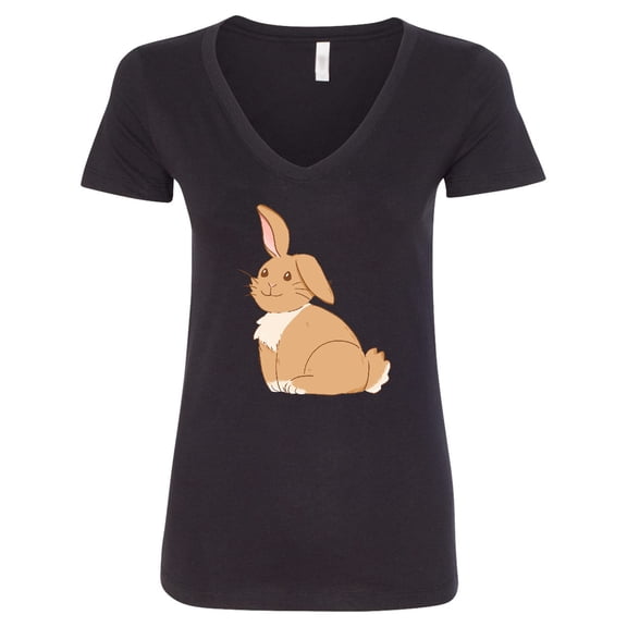 Inktastic Easter Cute Floppy Ear Brown Bunny Women's V-Neck T-Shirt