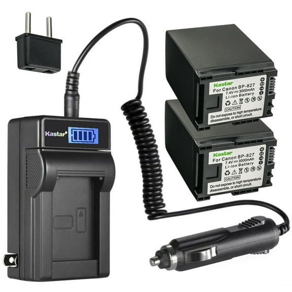 Kastar 2-Pack BP-827 Battery and LCD AC Charger Compatible with Canon VIXIA HG30, VIXIA XA10, VIXIA XA10 HD Camera