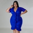 thumbnail image 4 of AURA Women Plus Size Mesh Layered V Neck Dress Sexy A Line Midi Summer Vacation Dress, 4 of 6