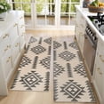 thumbnail image 4 of Kitchen Rugs Sets Of 2,Beige Geometric Triangle Diamond Pattern Anti Fatigue Kitchen Mat Rugs Non Slip Washable,Decorative Kitchen Floor Mats for Kitchen,Sink,Laundry,17"X47", 4 of 5