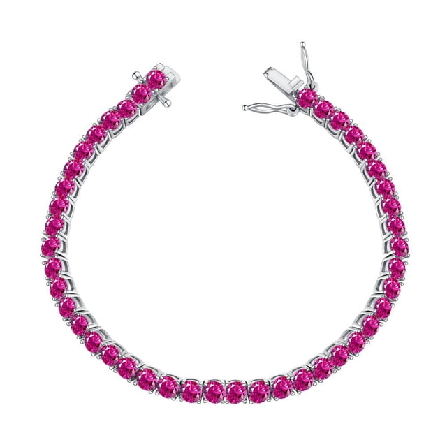 Pulsera estilo hip hop con diseño de lujo y luz con incrustaciones de circonita de color de 3-6 mm y cadena de tenis de plata esterlina S925