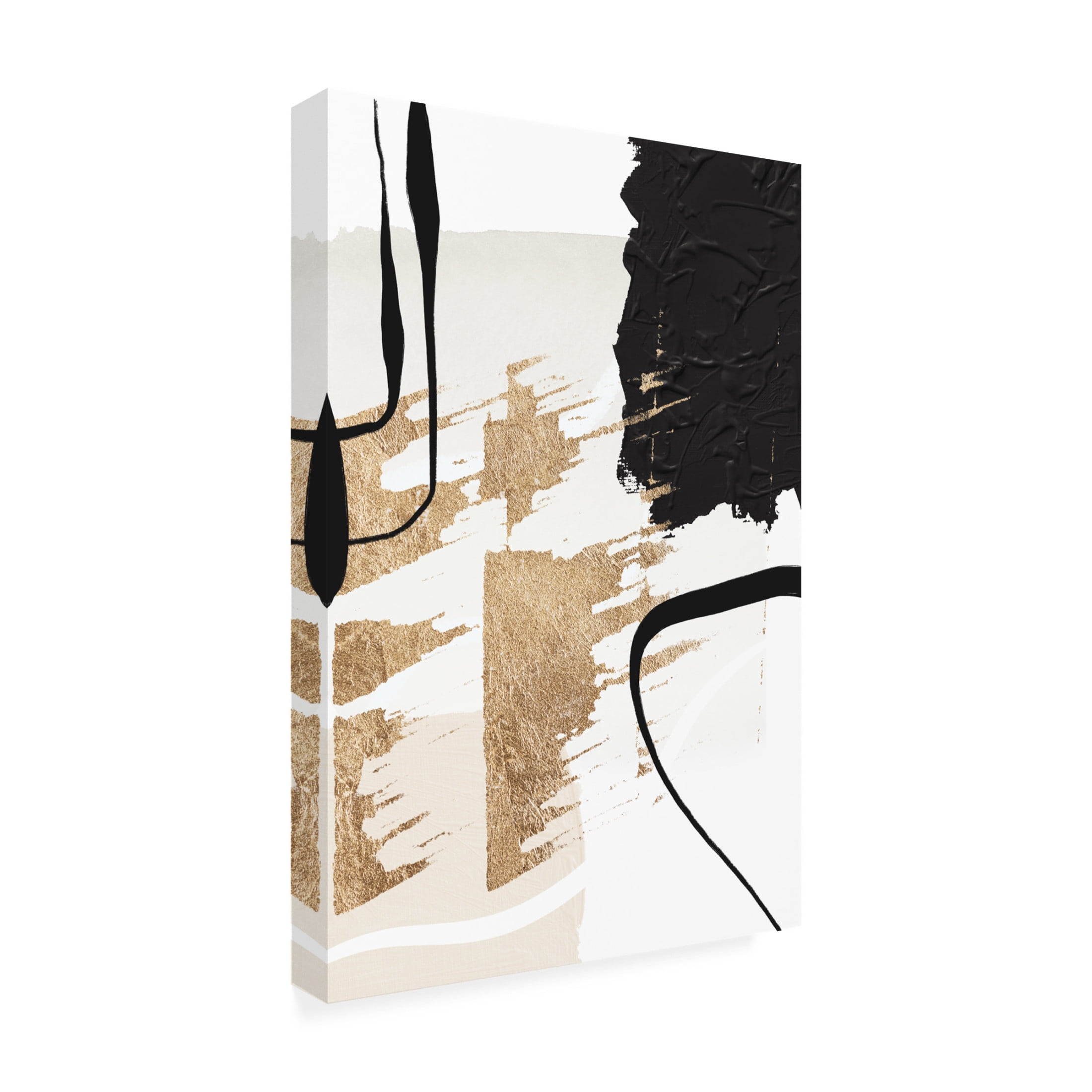 Trademark Fine Art Sally Ann Moss Abstract Black and Gold 6 Canvas Wall Art
