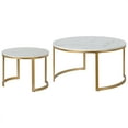 thumbnail image 4 of HomeRoots 521975 19.25 x 36 x 36 in. Gold & White Faux Marble Round Nested Coffee Table - Set of 2, 4 of 5