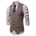 thumbnail image 5 of Herrnalise Jackets for Men Men's Herringbone Tweed Suit Vest Casual Wool Blend Wedding Waistcoat Business Suit Vest Slim Fit Dress Vest Khaki, 5 of 6