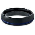 thumbnail image 4 of Tungsten Wedding Band Ring 6mm for Men Women Black Blue Off Set Line Dome Brushed Lifetime Guarantee, 4 of 4