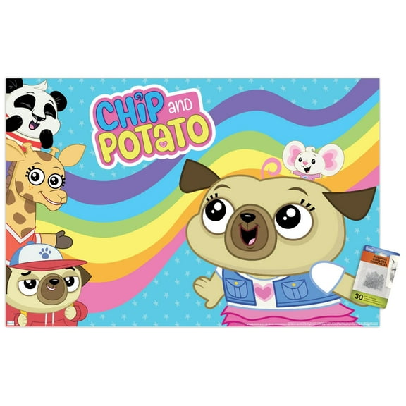 Chip and Potato - Rainbow Wall Poster with Pushpins, 22.375" x 34"