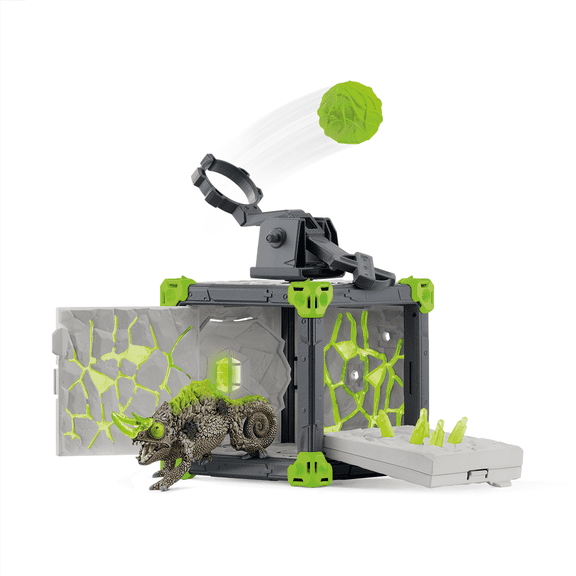 Schleich Eldrador Creatures - 34 PC Stone Battle Cave with Chameleon Toy Playset - Lizard Figurine with Expandable Fortress - Imaginative Play for Kids Ages 7  | 42677