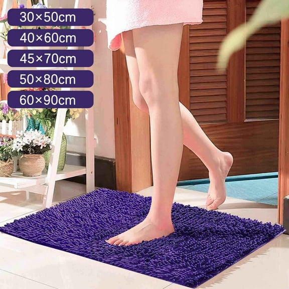 1Pc Bathroom Mat Blue Purple Bathroom Carpet Absorbent Bathroom Mat Soft and Comfortable Furry Durable Thickened Bathroom Carpet Machine Washable Reusable Carpet