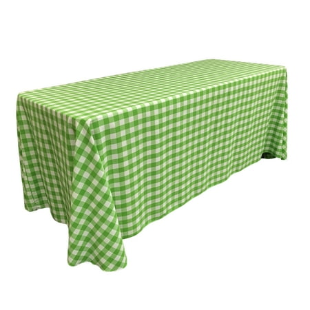 

LA Linen Polyester Gingham Checkered 90 by 156-Inch Rectangular Tablecloth Lime and White