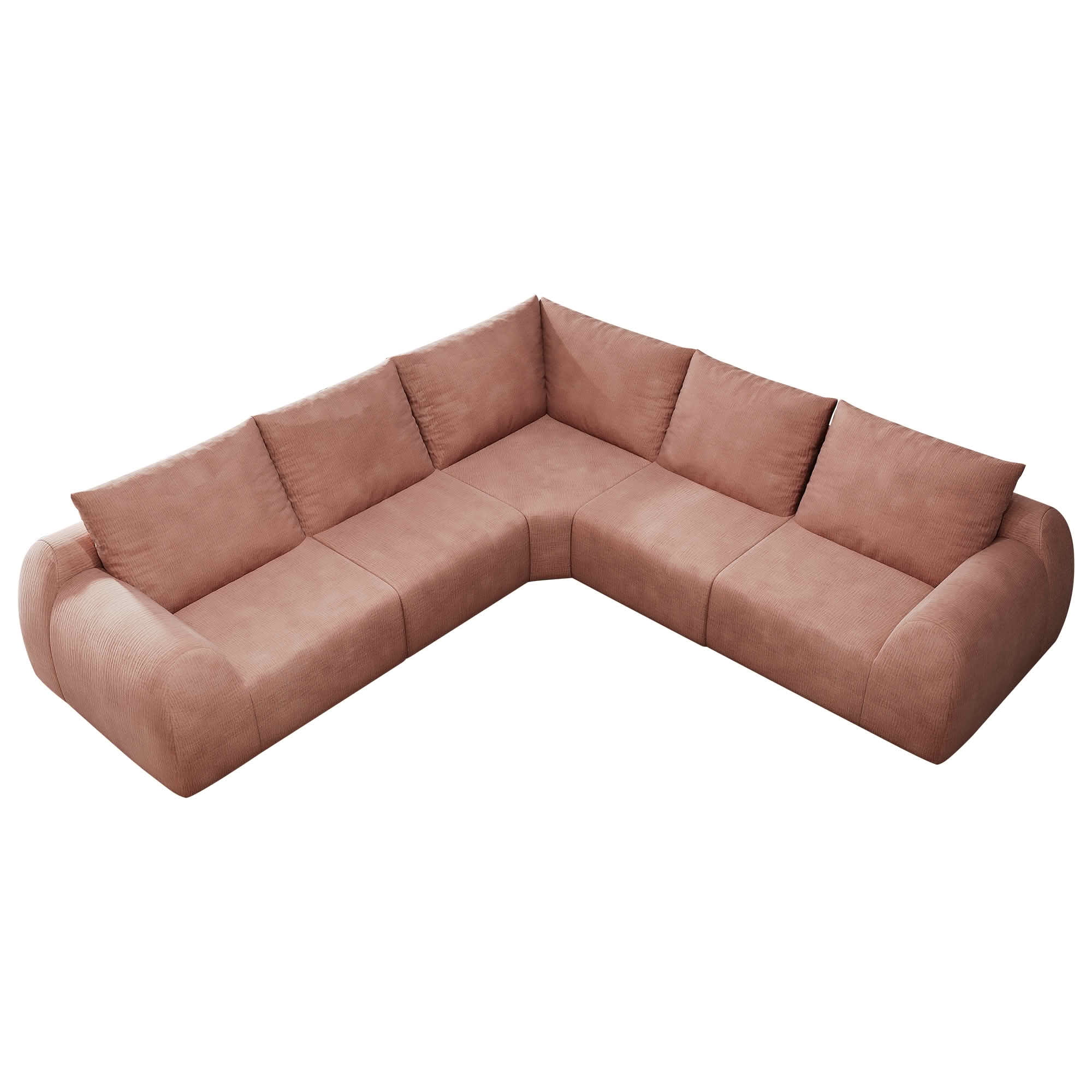 MAYEERTY 105" V Shaped Modular Cloud Sectional Sofa, 5 Seats Vacuum Compressed Chenille Couch, No Assembly Required Oversized Fabric Sofa