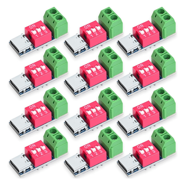 Módulo de Placa de Activación USB-C PD PD/QC Decoy Carga Rápida USB Tipo C A Cargador de Alta Velocidad de 12 V Salida de Potencia de Refuerzo 12 Piezas