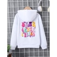 thumbnail image 4 of Kid Girls Tops Funny Colorful Christmas Letter Graphics Long Sleeve Hoodies Outer Pullover For Fall Winter White, 4 of 7