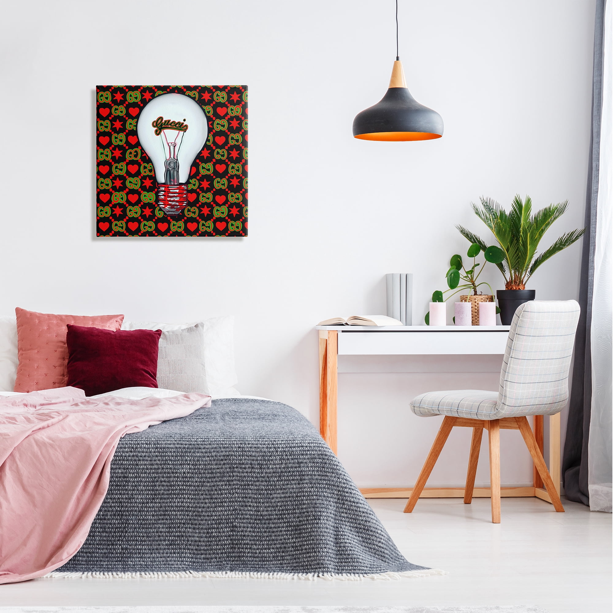 Stupell Industries Glam Brand Lightbulb Pattern Beauty & Fashion Painting Gallery Wrapped Canvas Print Wall Art, 24 x 24