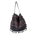 thumbnail image 2 of de hombro para mujer, de mano para mujer, bandolera, bohemio con borlas, cartera para teléfono móvil , Rayas azules Macarena bolsos de hombro de las mujeres, 2 of 7