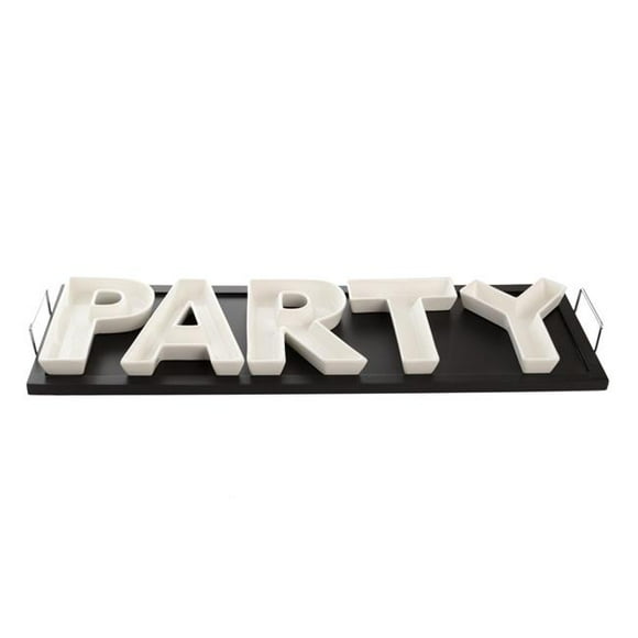 Red Vanilla CY300-106 23 x 7 in. Vanilla Party Serving Dishes with Wooden Tray