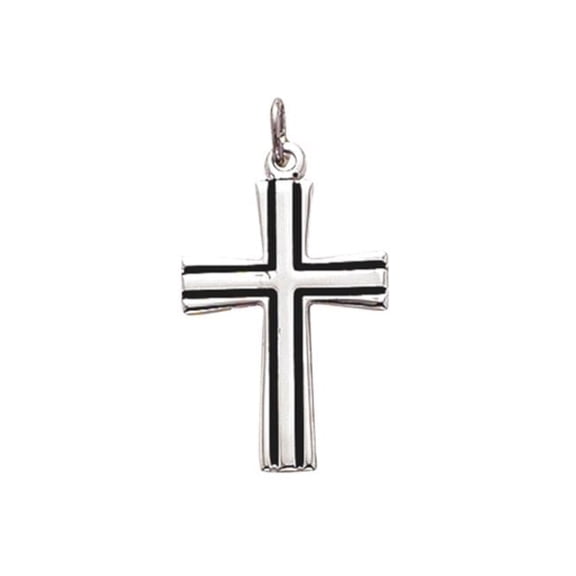 Mcvan L9230 24 in. Sterling Silver Cross with Black Chain Boxed